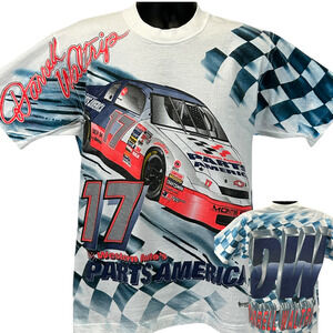 Vintage NASCAR Darrell Waltrip T Shirt Motorsports Auto Racing White M Medium